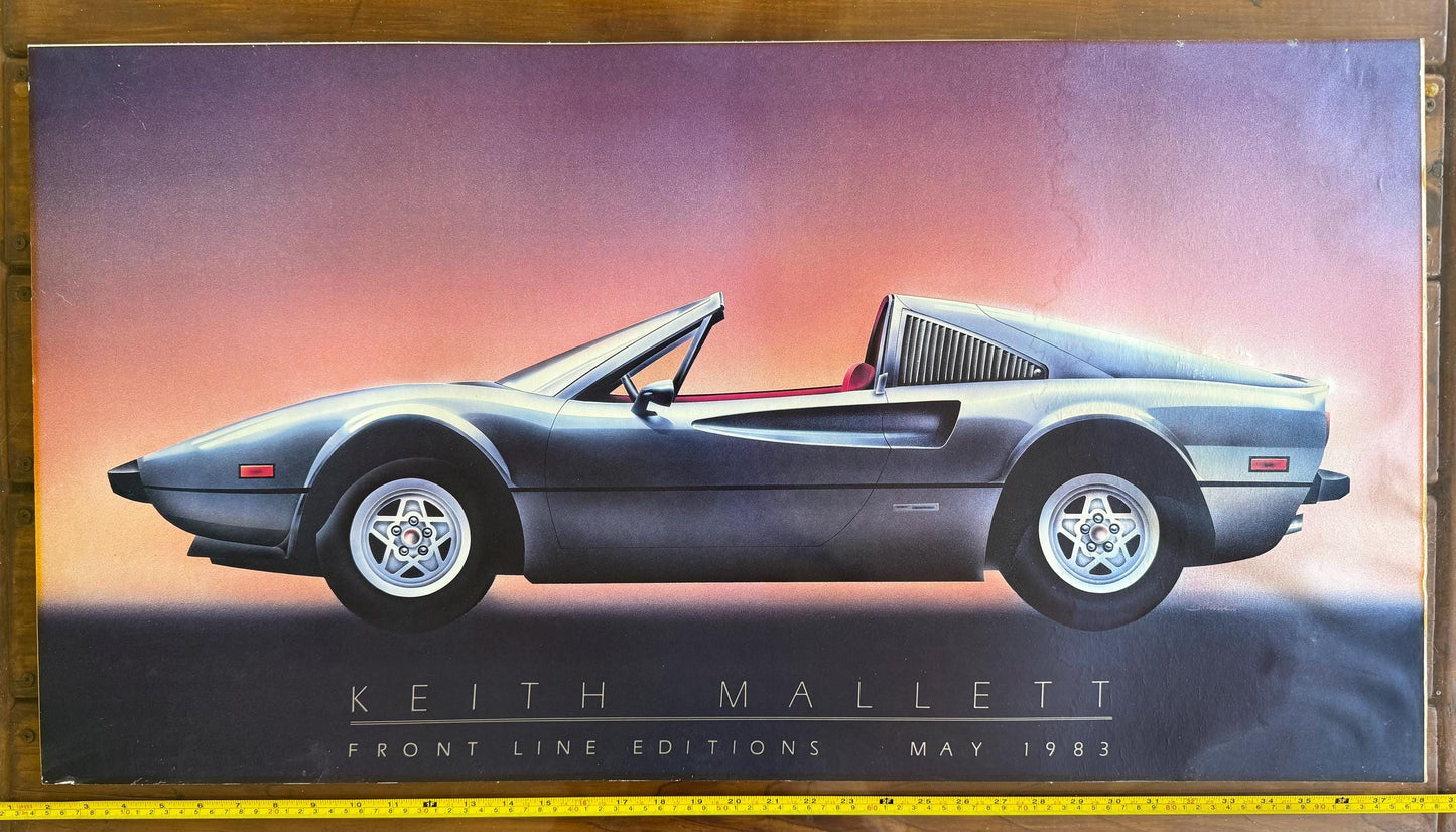 Vintage Ferrari 308 GTB Keith Mallett Front Line Editions May 1983 Poster