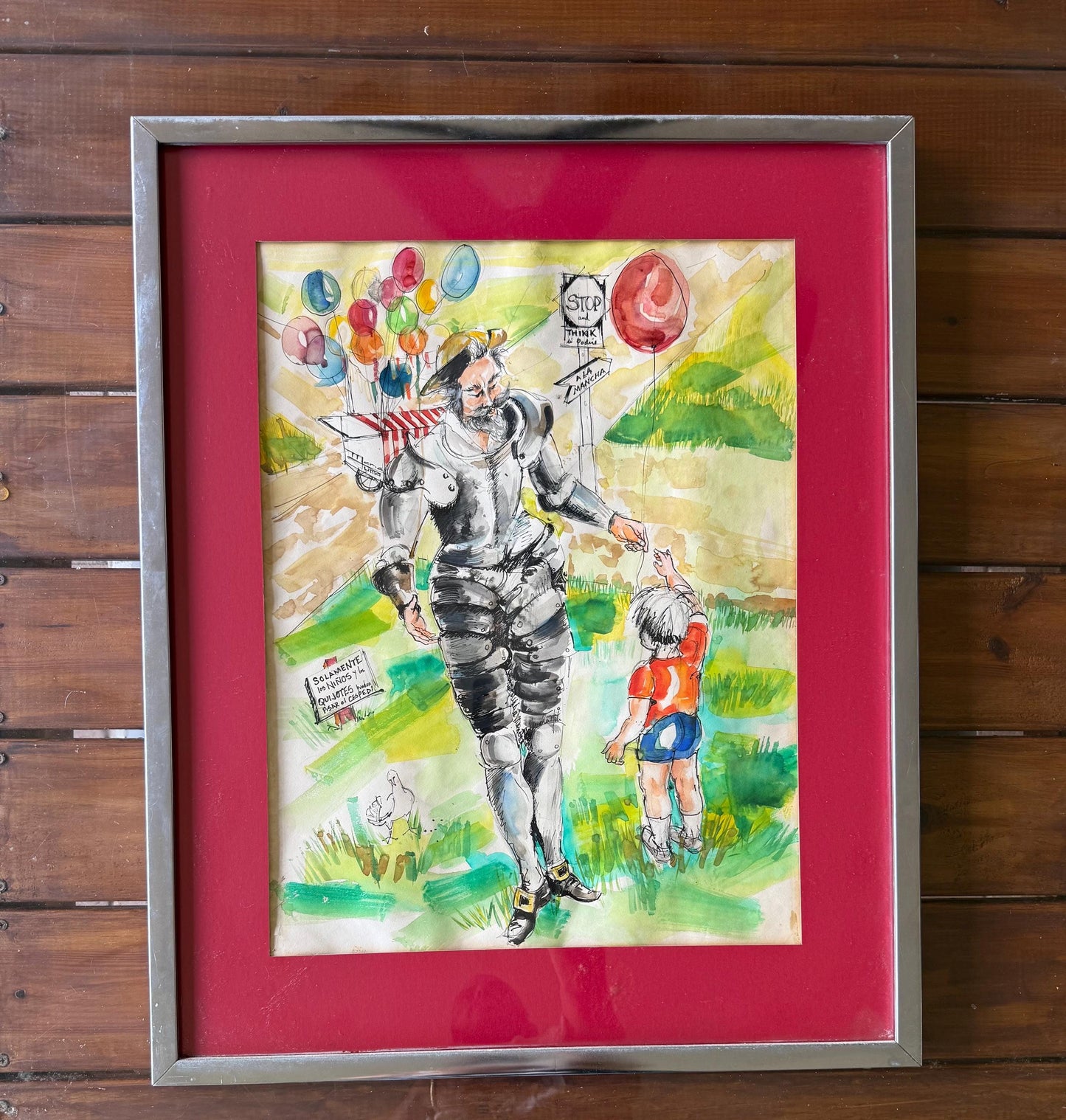 An Original Watercolor Painting One of a Kind Don Quixote A La Mancha Art Piece