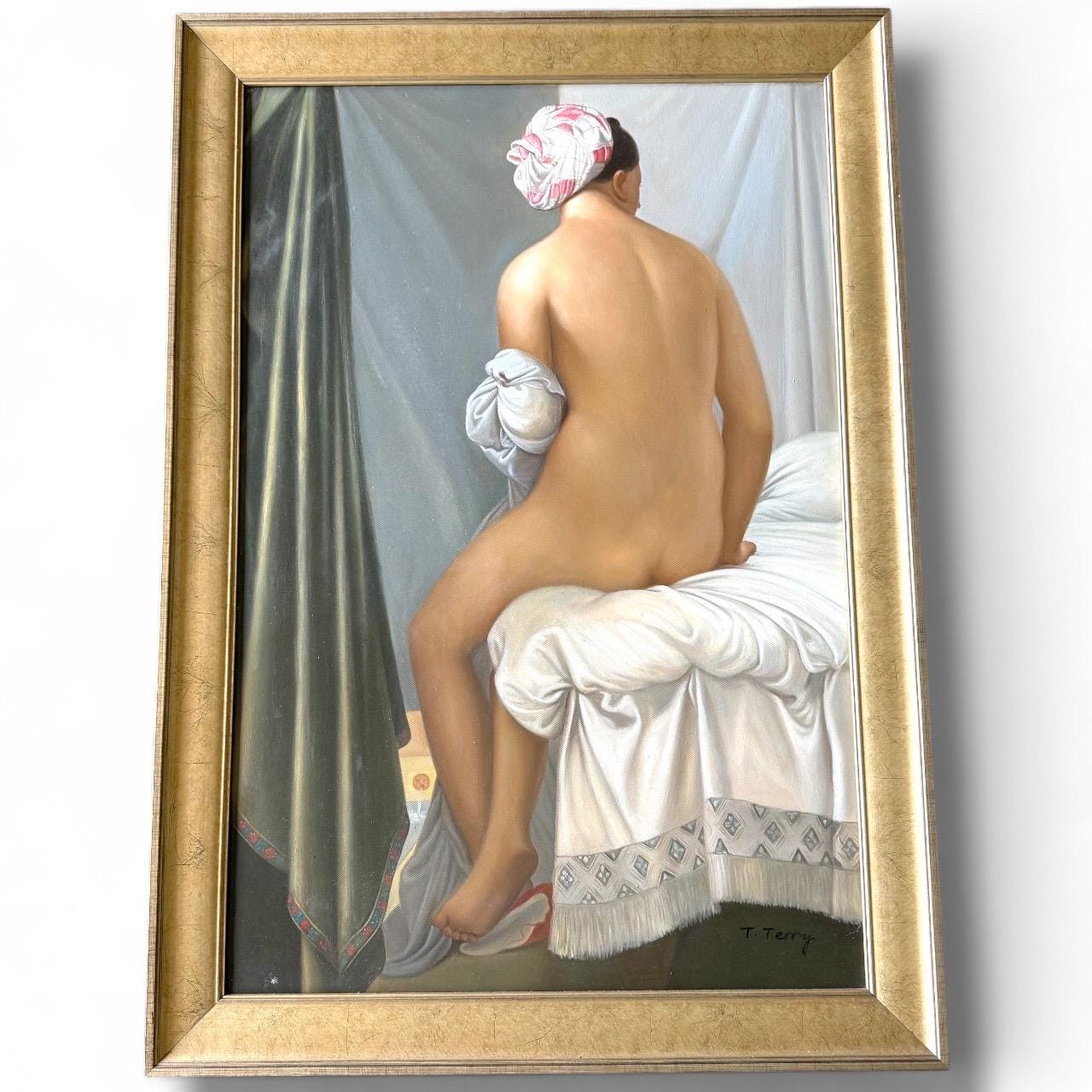 A Original Artwork painted canvas art artwork of nude woman showing back 42x25