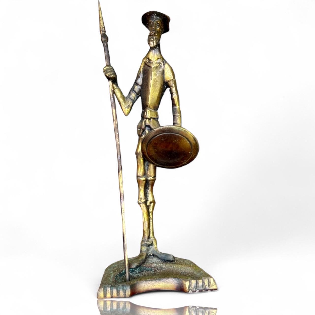 Antique Don Quixote Bronze Figurine from Chile Rare Handmade Art Sculpture Decor