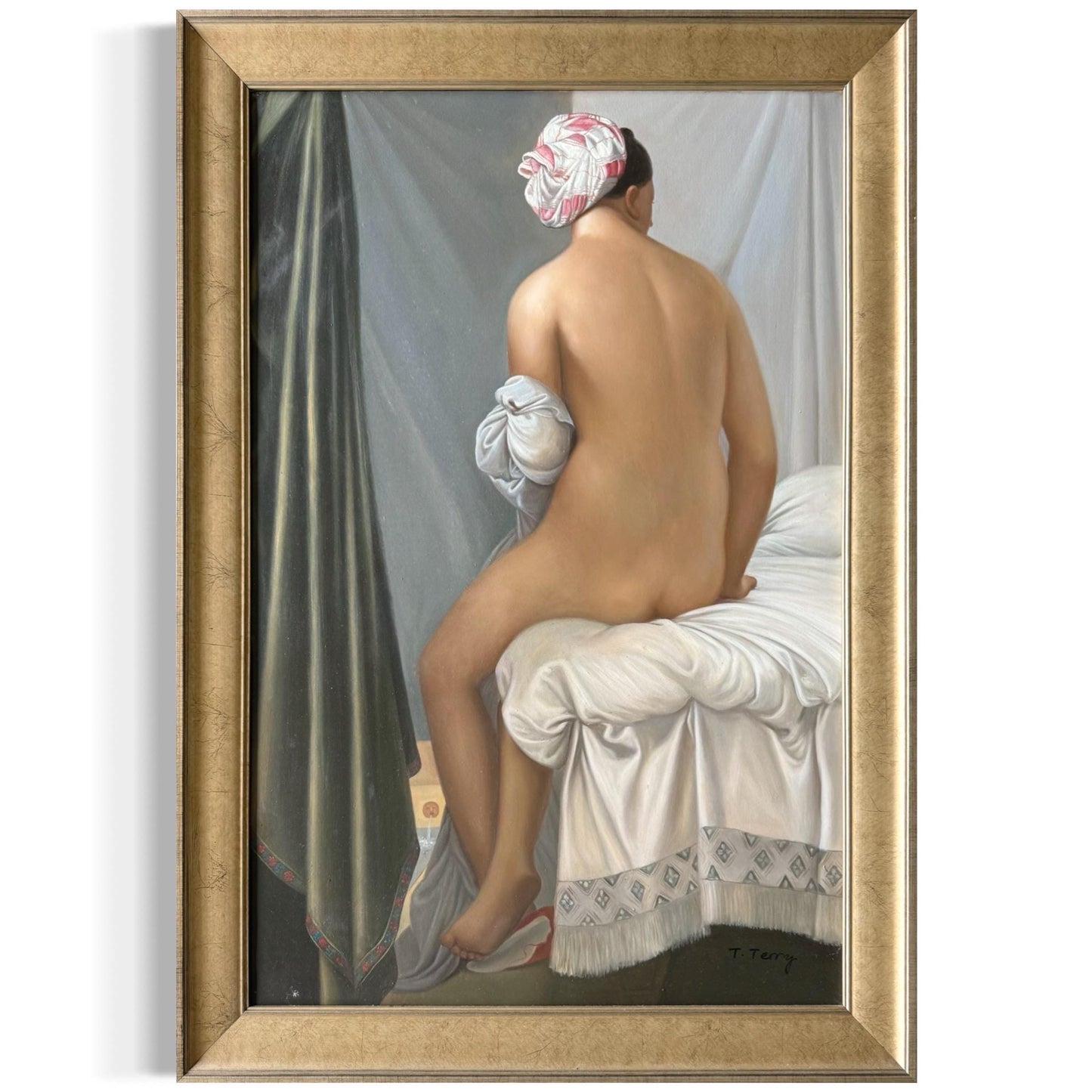 A Original Artwork painted canvas art artwork of nude woman showing back 42x25