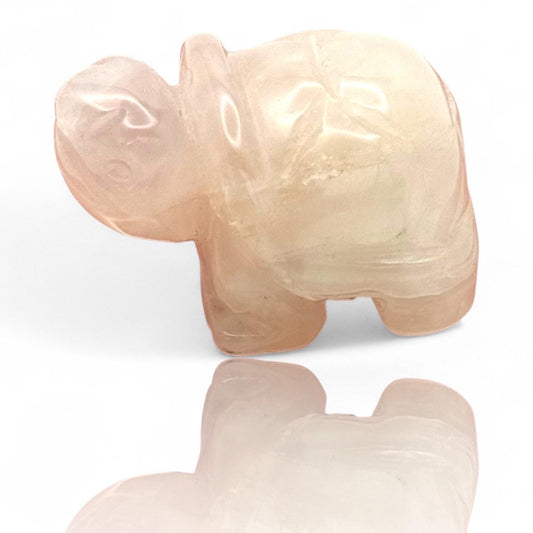 An Adorable Mini Miniature Turtle Carved Natural Rose Quartz Crystal Lucky Charm