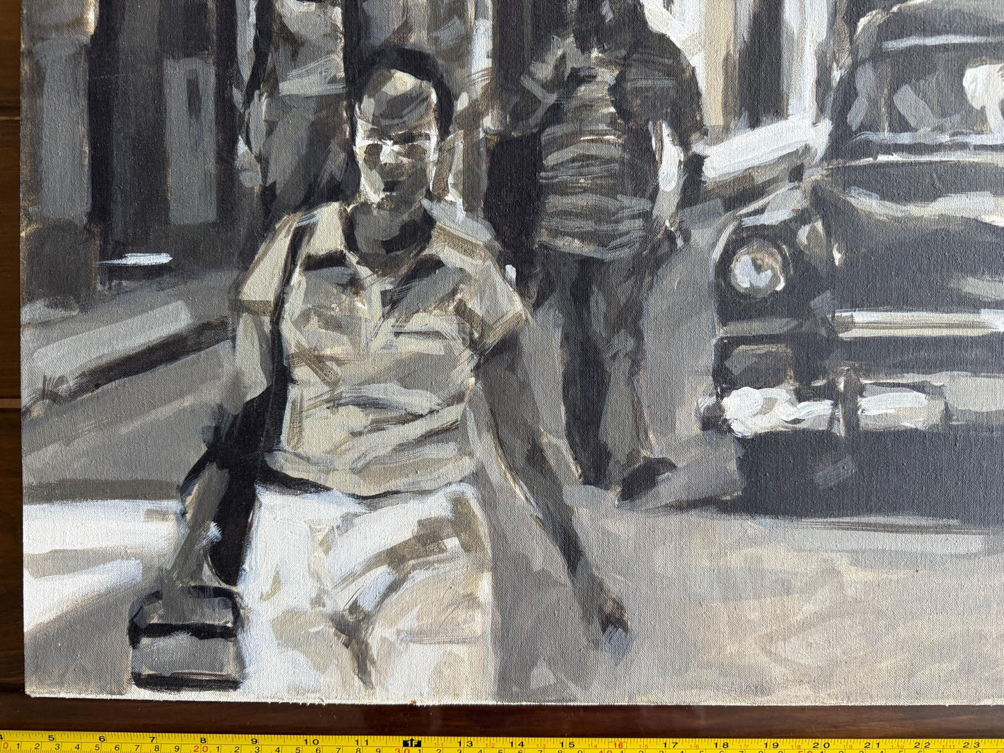 A Vintage Original Impressionist Style Cuban City Street Art Painting On Canvas