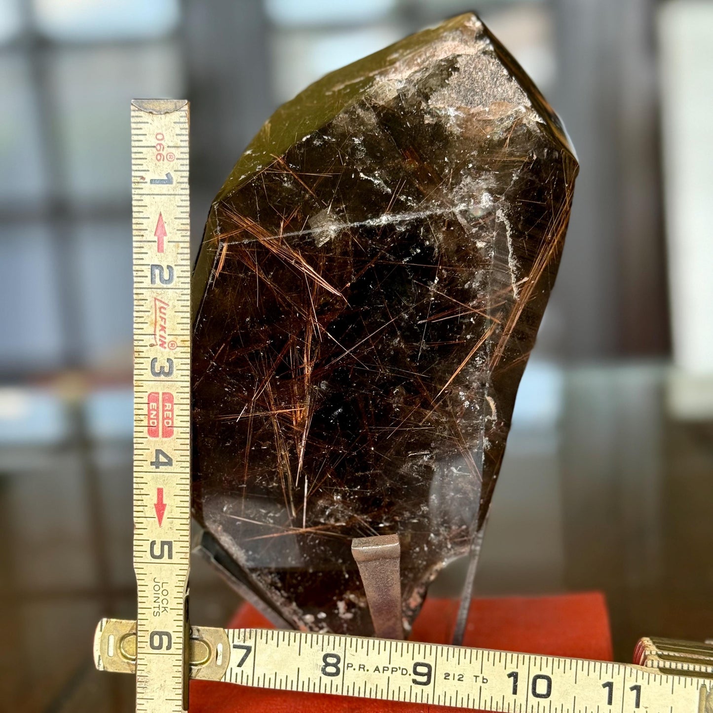 All Natural Huge Golden Rutilated Smoky Quartz Crystal with Pyrite Cubes inside