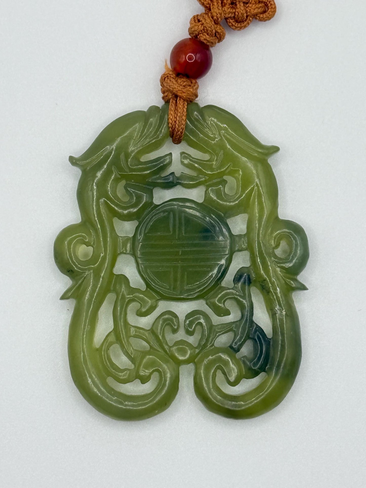 A Natural Fine Grade Green Jade Hand Carved Antique Asian Amulet Pendant Piece