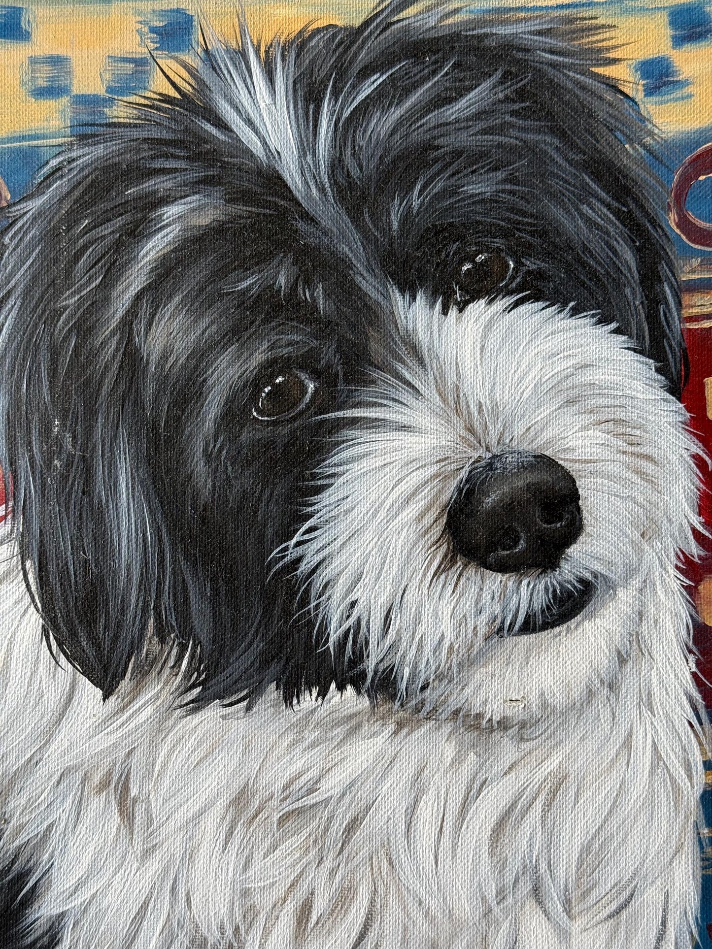 A Painted Canvas Original Artist Artwork Art Dog Portrait Tibetan Terrier