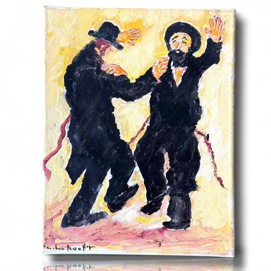 A Painted Canvas Artist Sign Original Artwork Art Piece Men Dancing to Celebrate