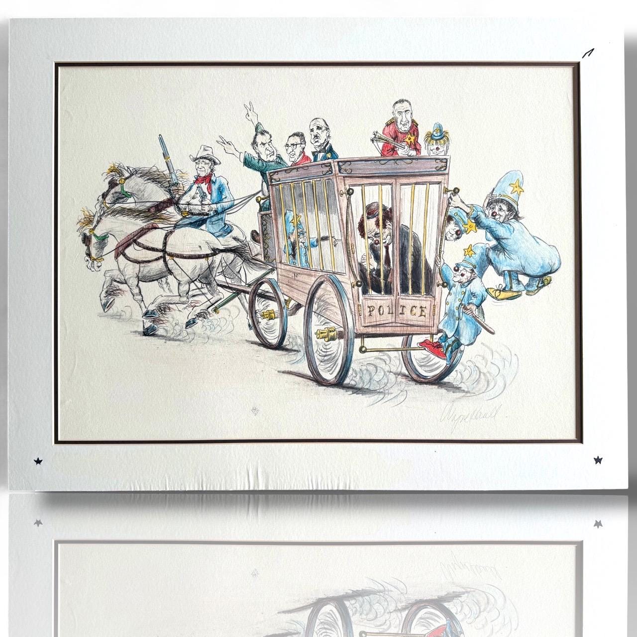 A Vtg Artist Original Signed Drawing Wayne Howell Numbered Art Nixon Godfather