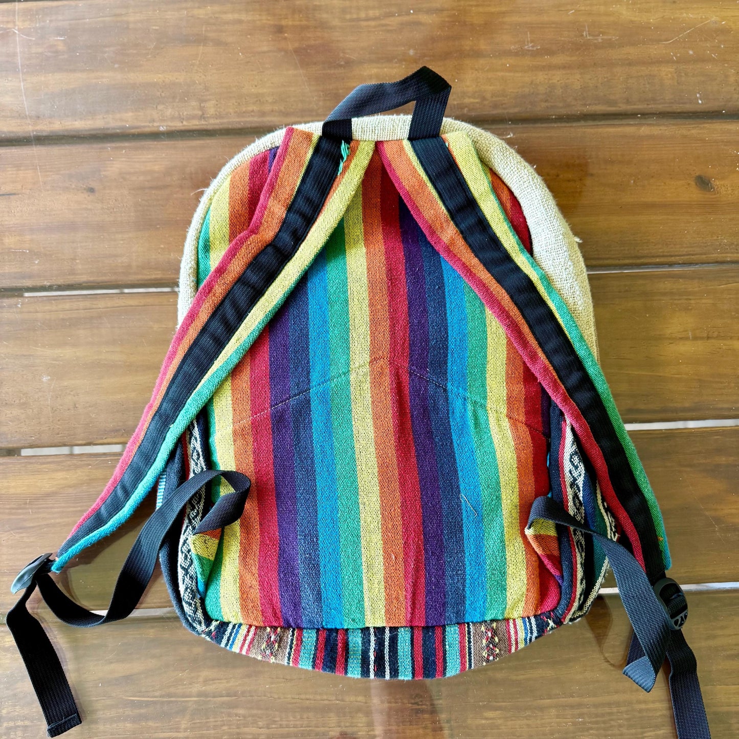 A Himalayan Hemp Organic Natural Large Retro Boho Hippie Colorful Art Bag Backpack