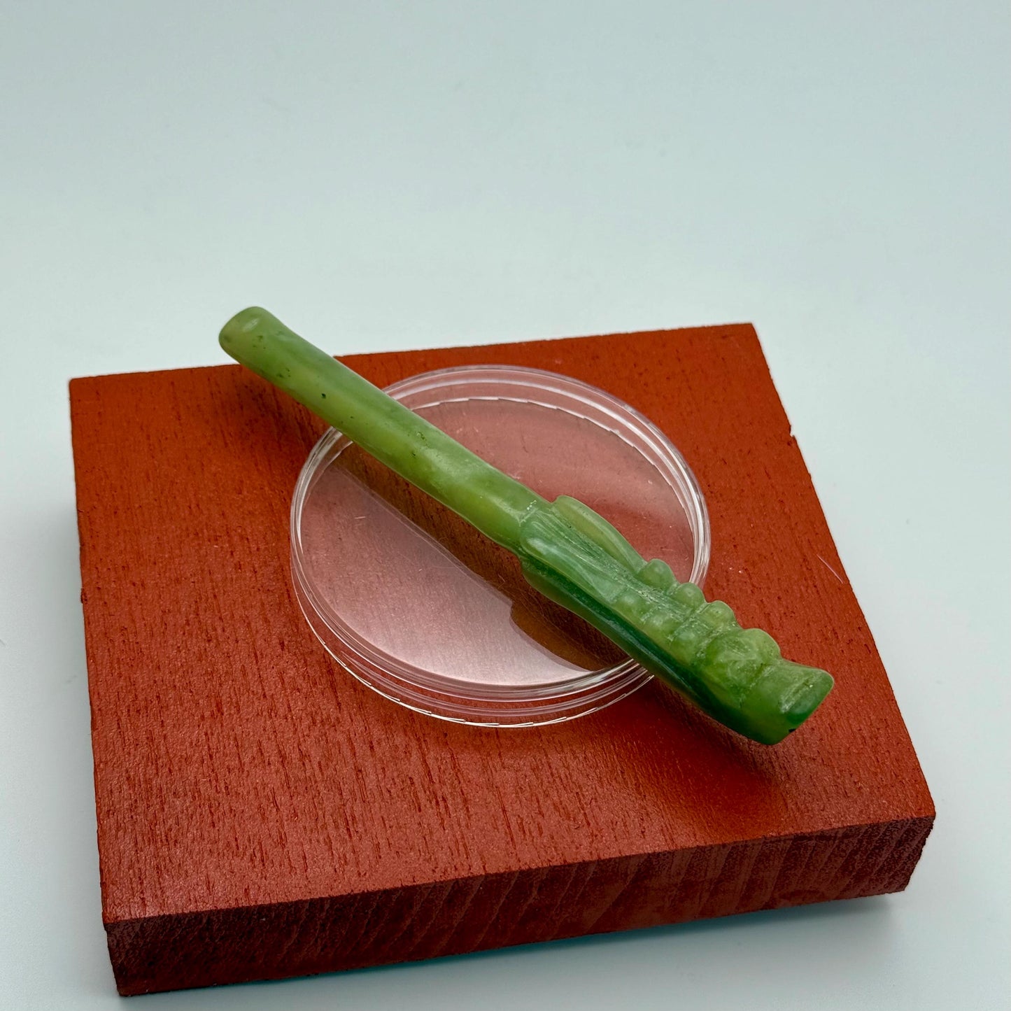 Antique Asian Old Natural Jade Cigarette Holder Hand Carved Dragon Shaped End