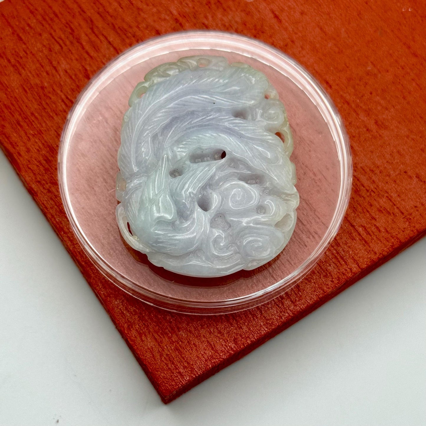 A Fine Jade Translucent Icy White Lavender Green Jadeite Amulet Pendant Round
