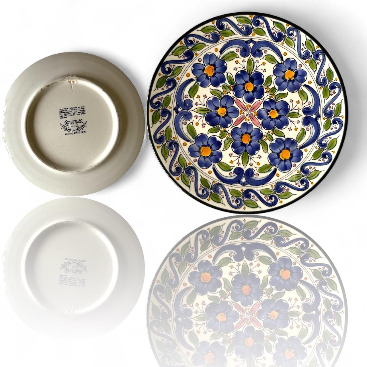 A Hand-Painted Ceramic Collector Wall Plate from Spain Flower Pedals Art Vintage
