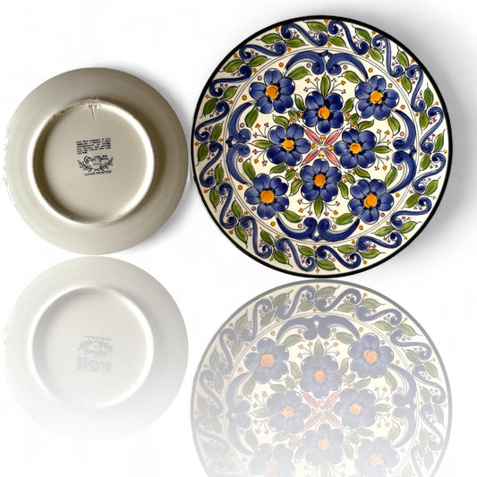 A Hand-Painted Ceramic Collector Wall Plate from Spain Flower Pedals Art Vintage