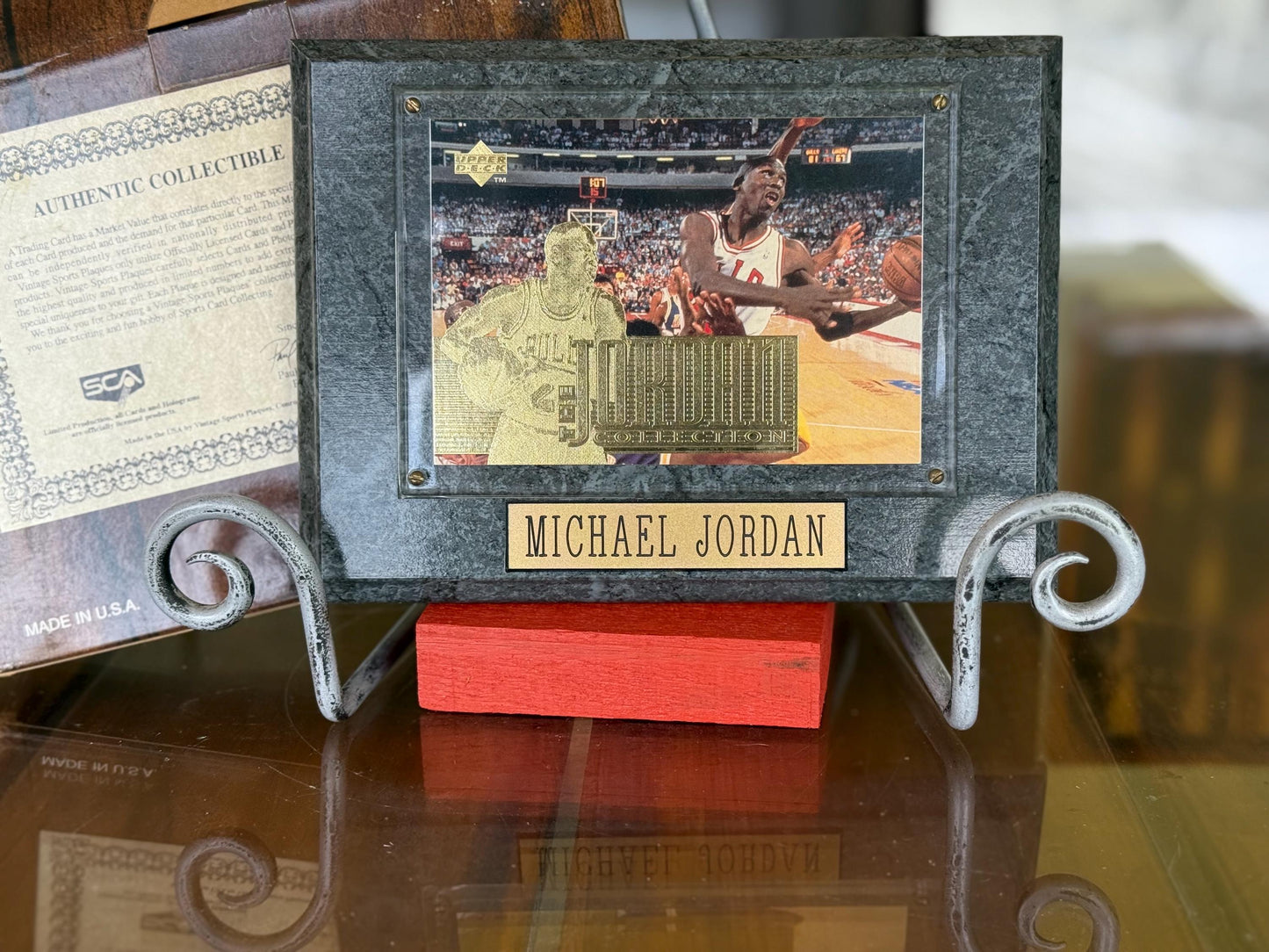 A 1995-96 Upper Deck Michael Jordan Jumbo Collection Card framed Plaque Vintage