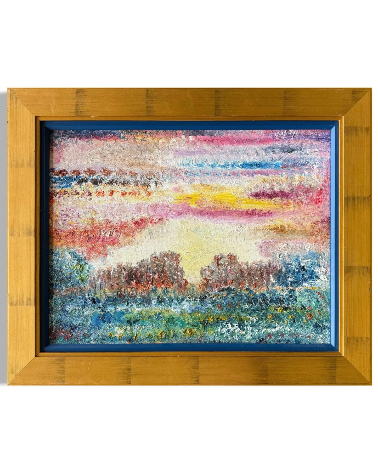 A Framed Painted Canvas Artist Original Artwork Vivid Colorful Abstract Floral