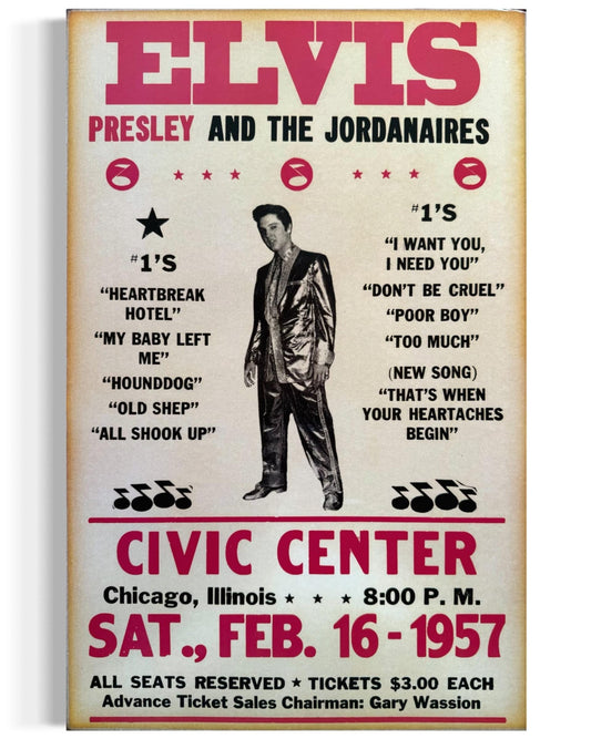 Elvis Presley And The Jordanaires 1957 The Civic Center Chicago, Illinois Poster