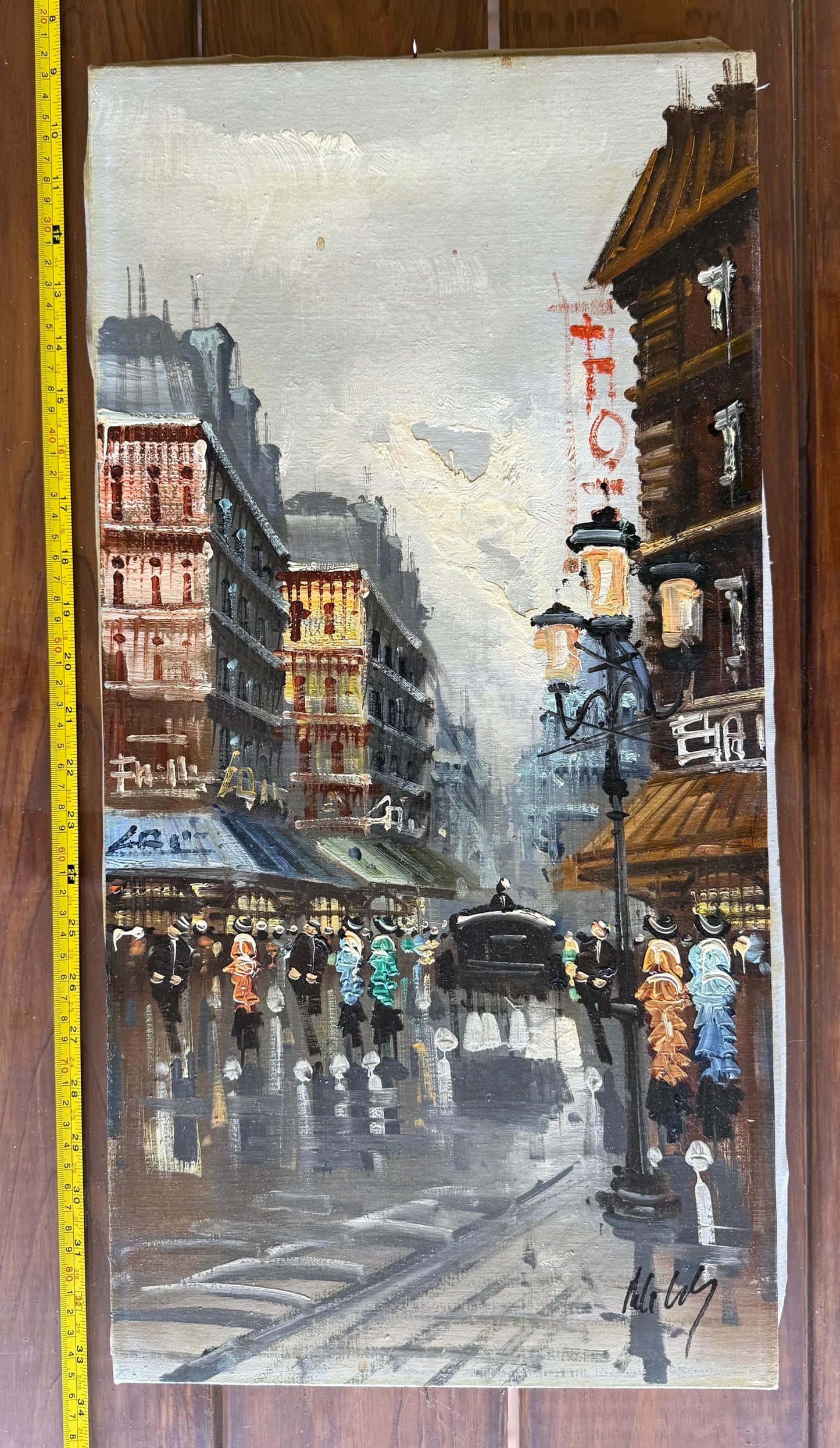 Signed Antonio DeVity Original Oil On Canva Paris City Street Scene Parisian Art