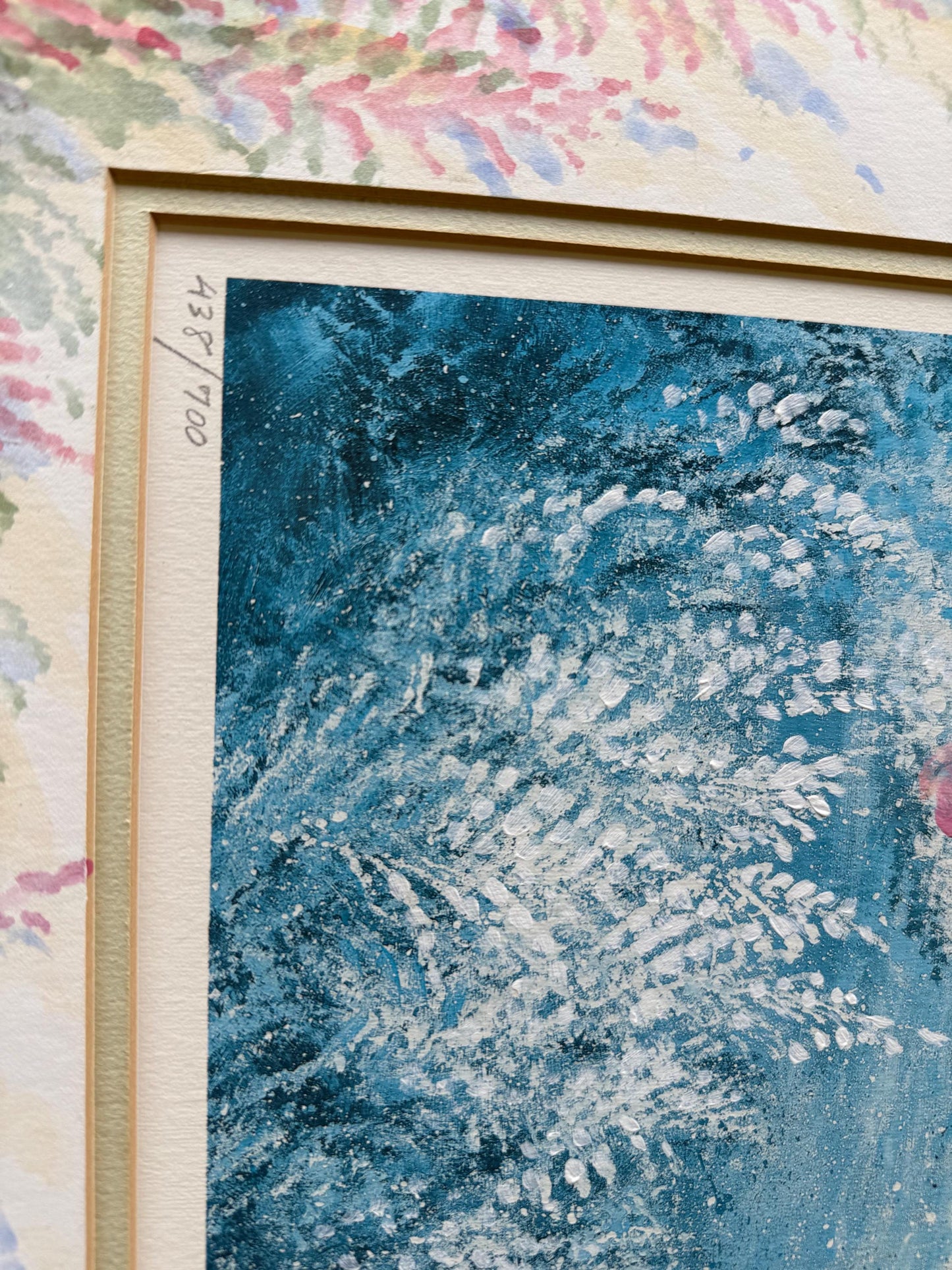 A Linda Geyer Signed Painting Painted Frame Vintage Art Floral Flower Garden Art