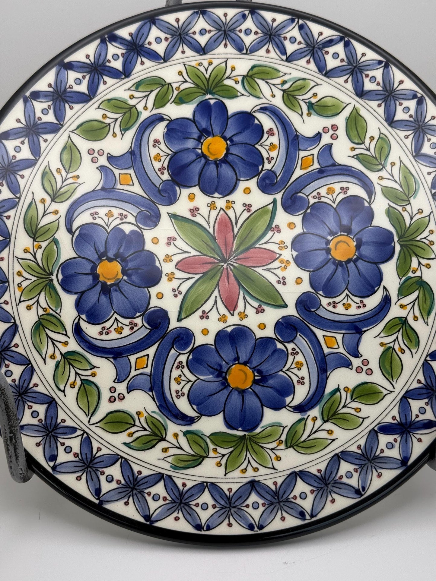 A Hand-Painted Ceramic Collector Wall Plate from Spain Flower Pedals Art Vintage