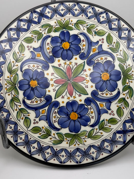A Hand-Painted Ceramic Collector Wall Plate from Spain Flower Pedals Art Vintage