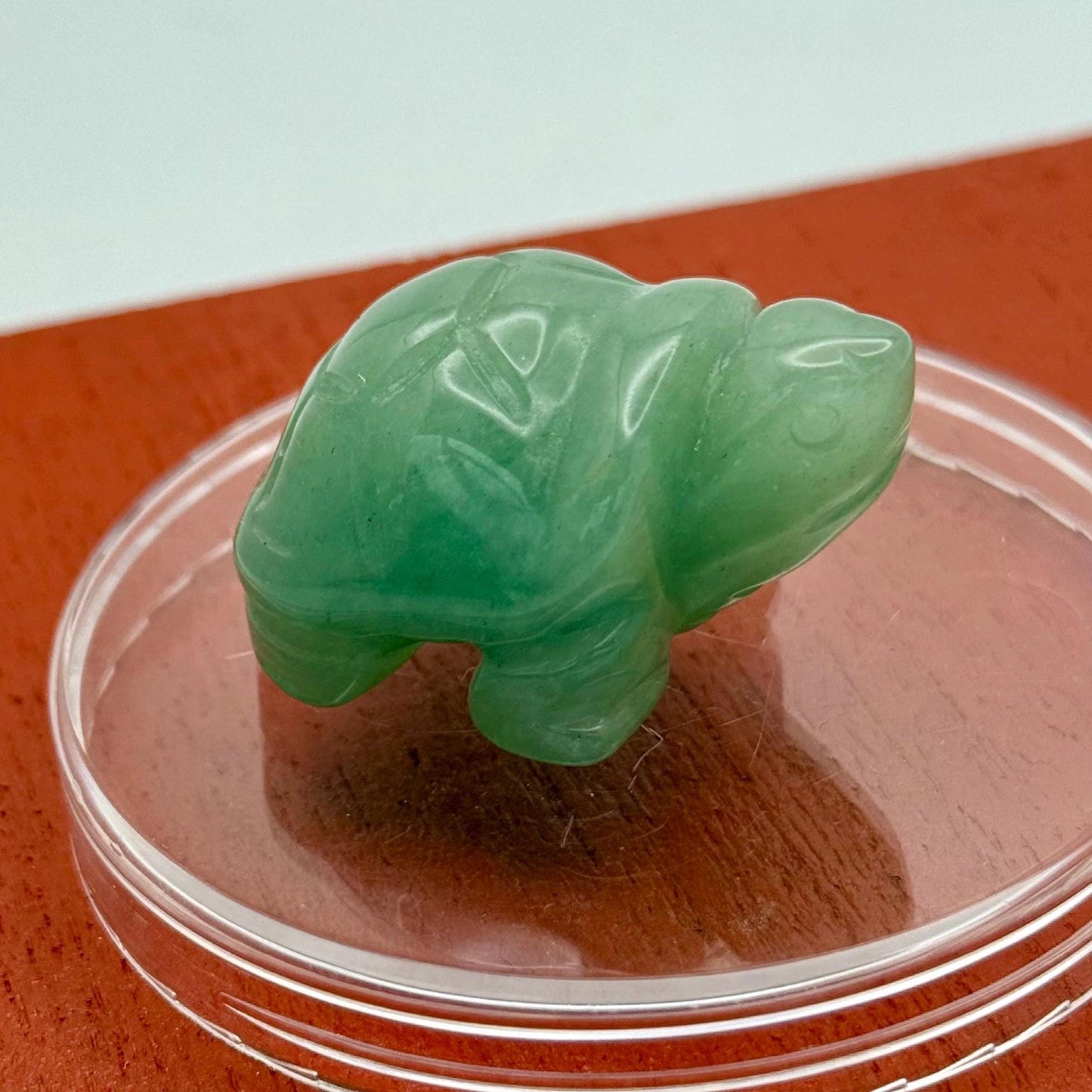 An Adorable Mini Miniature Turtle Carved Natural Green Aventurine Crystal Lucky Charm