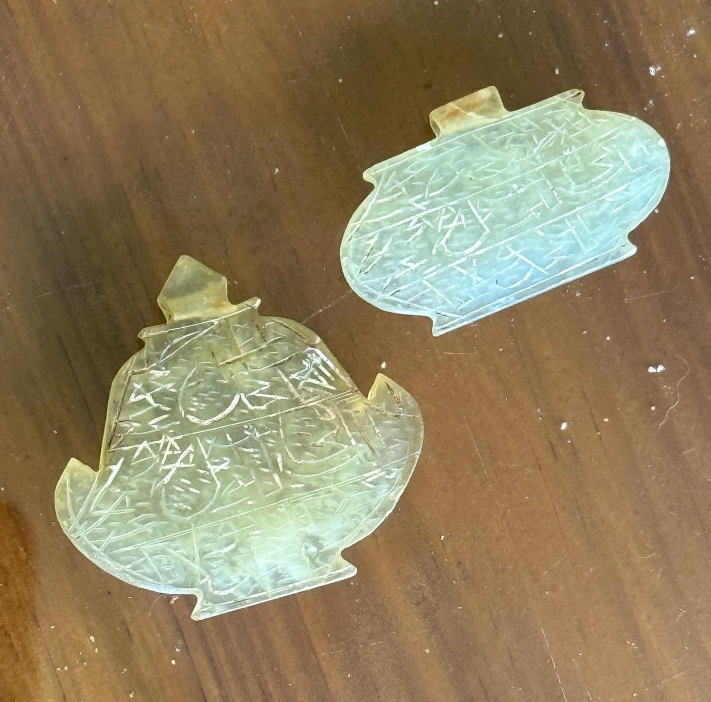 An Extremely Rare Ancient Talismanic Islamic Mughal Persian Jade Tribal Amulet Old Pendant