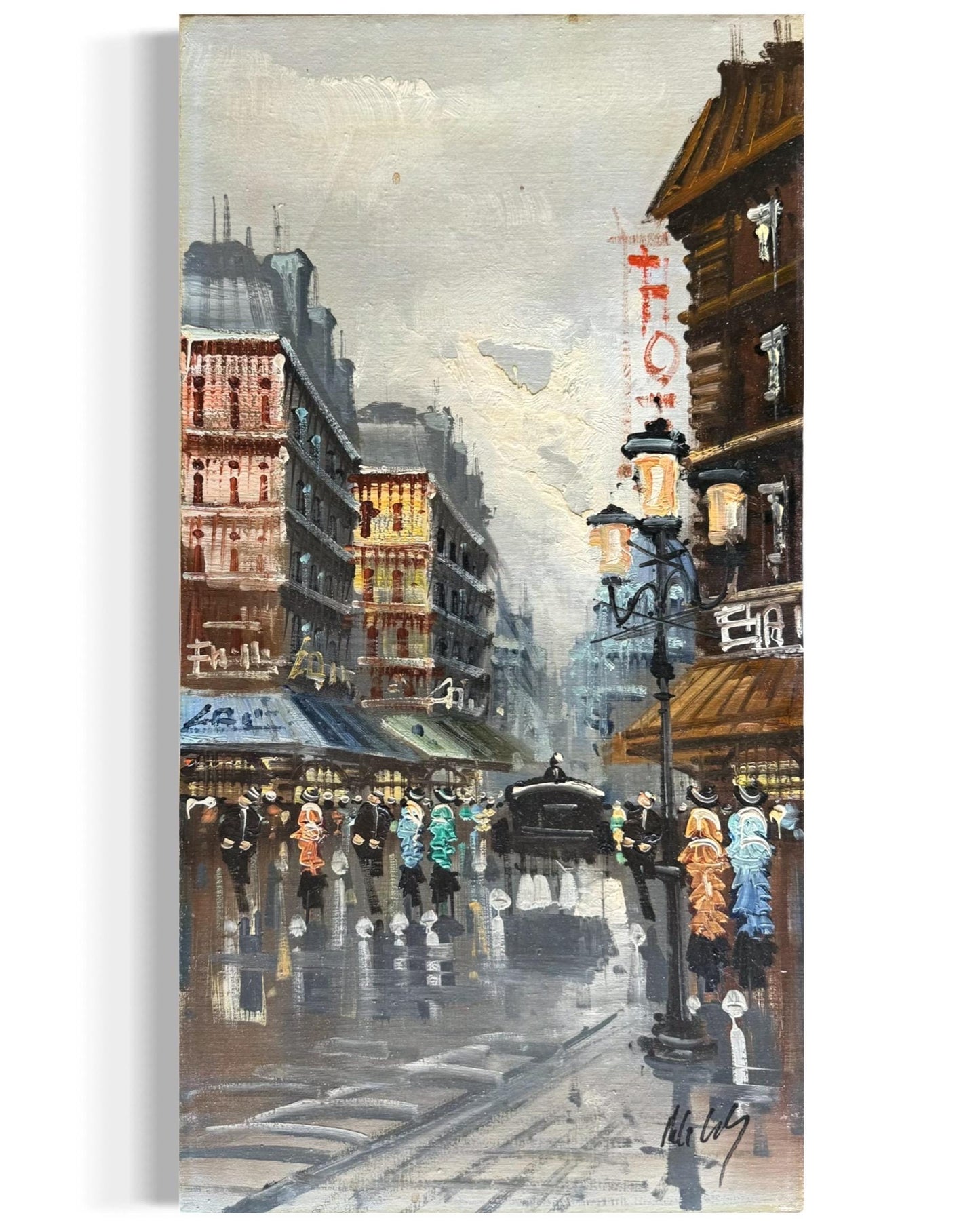 Signed Antonio DeVity Original Oil On Canva Paris City Street Scene Parisian Art
