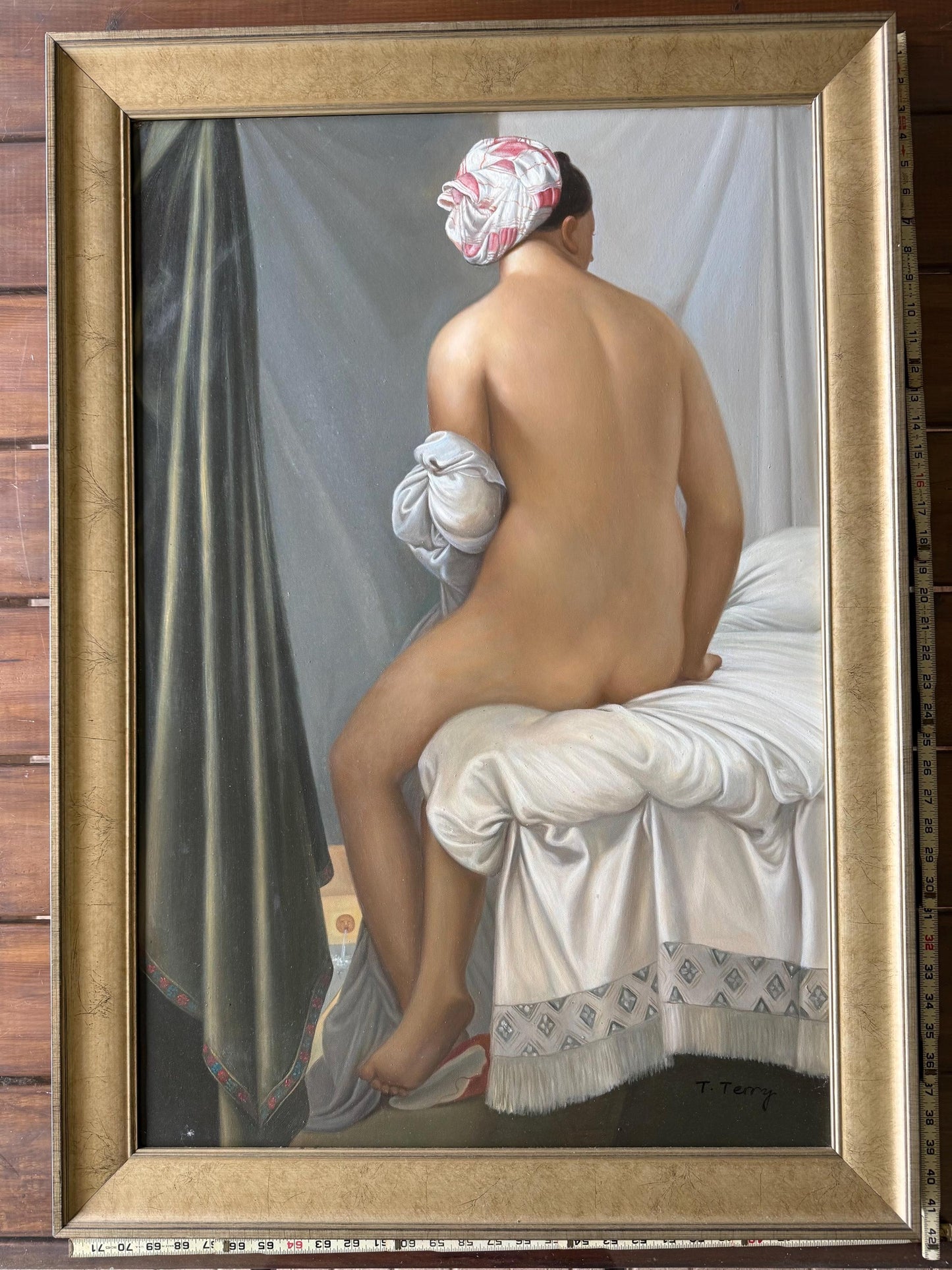 A Original Artwork painted canvas art artwork of nude woman showing back 42x25