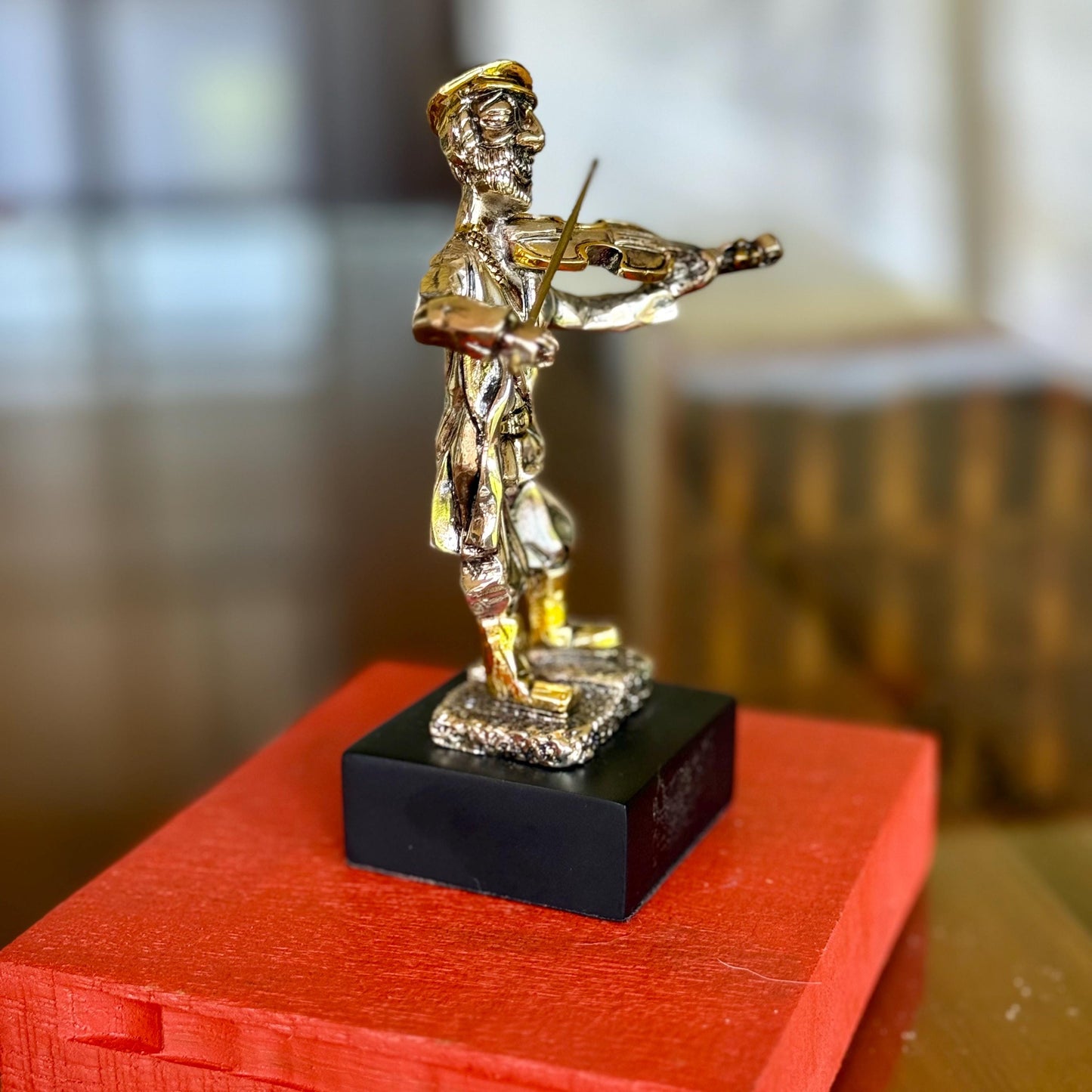 Fiddler on The Roof Violinist Vintage Judaica Figurine 1955 H Karshi Silver Gold