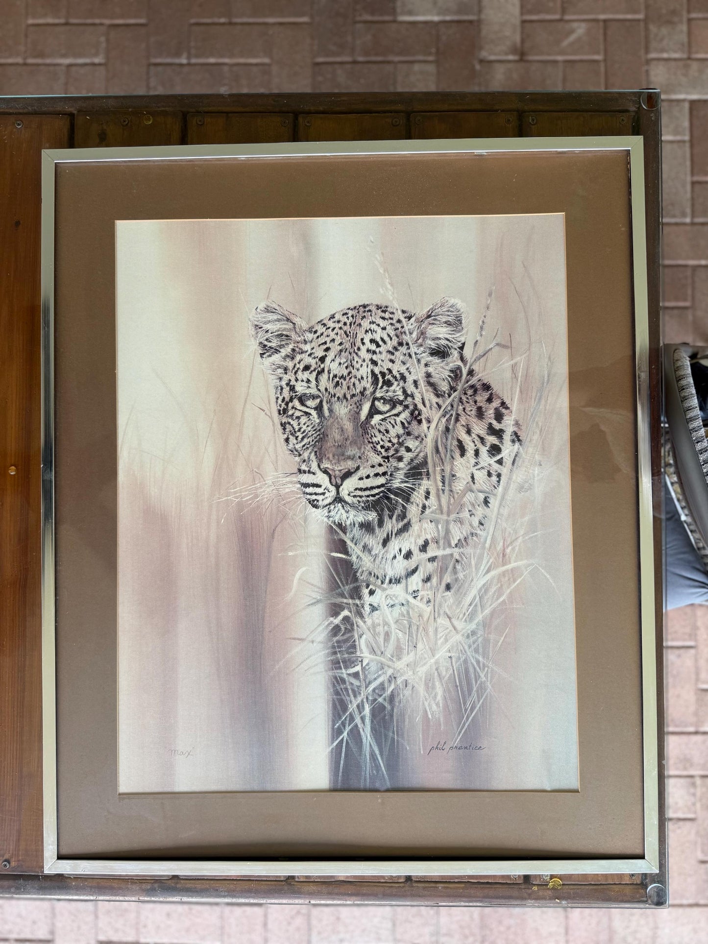 A Vintage Art Poster Lithograph Artwork Cheetah Leopard The Hunted Phil Prentice