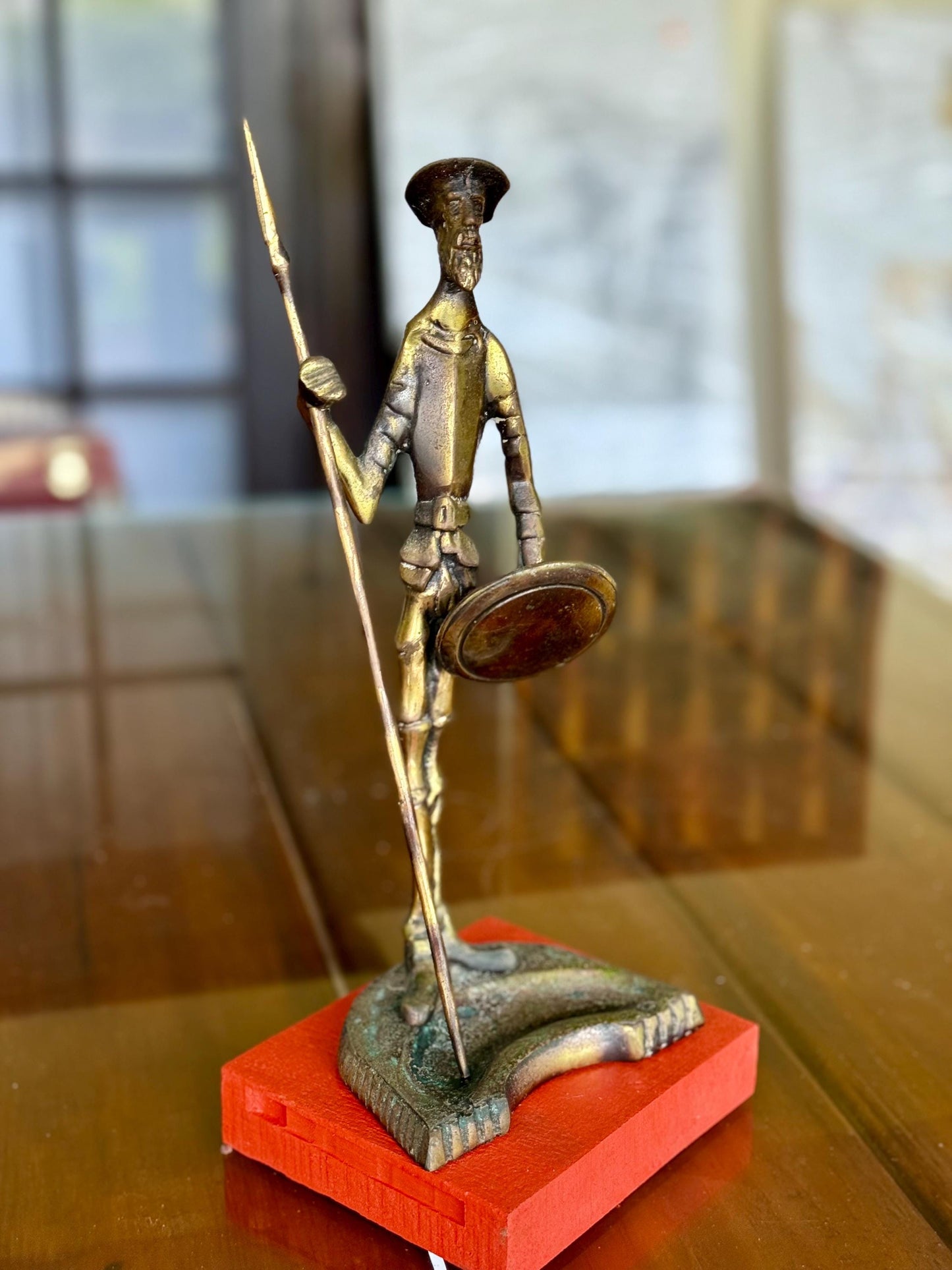 Antique Don Quixote Bronze Figurine from Chile Rare Handmade Art Sculpture Decor