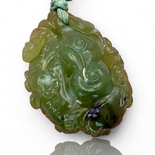 A Natural Fine Grade Green Jade Hand Carved Antique Asian Amulet Pendant Piece