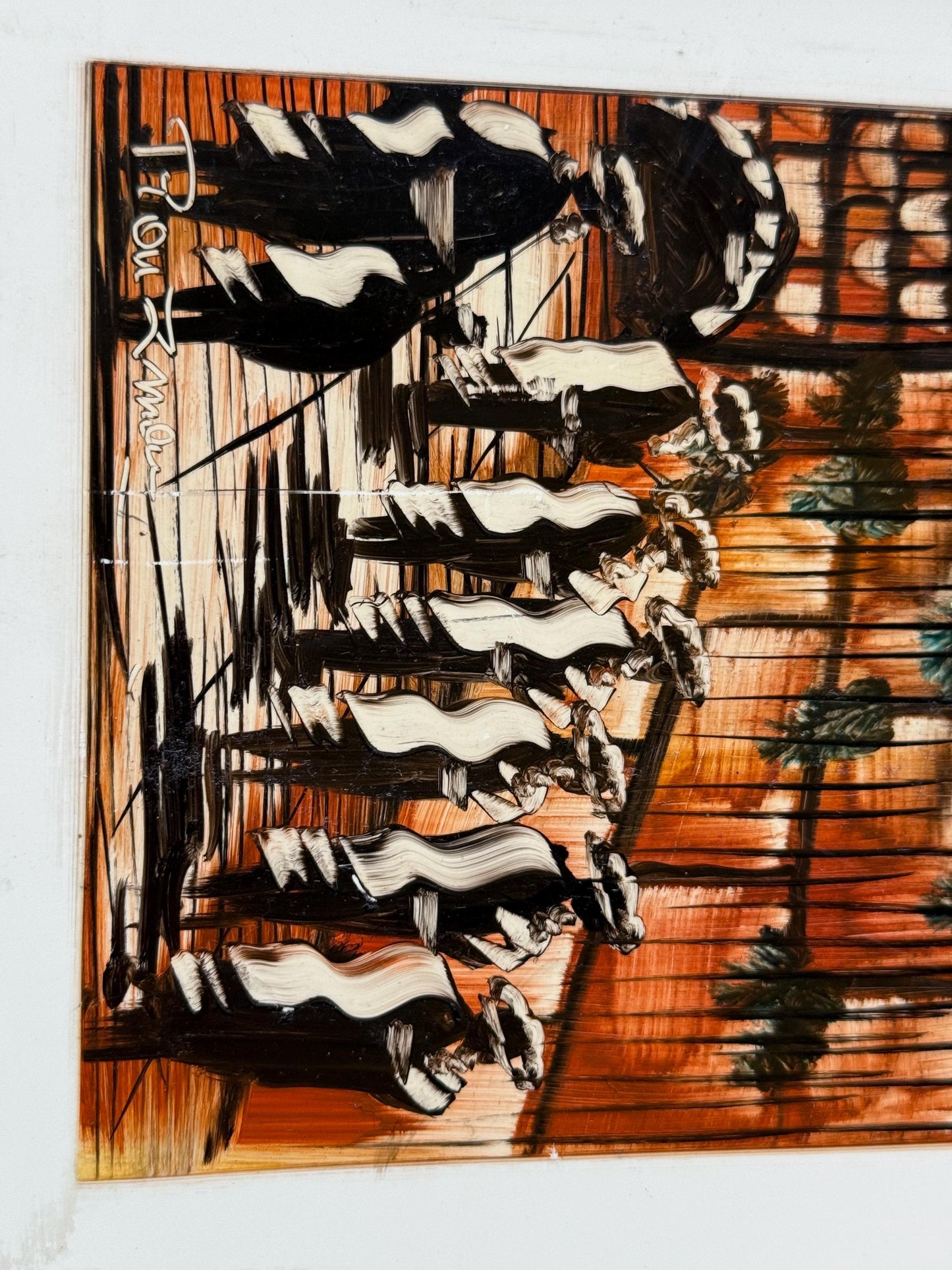 A Raizman Hand Painted Western Wall Jerusalem on Ceramic Tile Stacked Art Israel