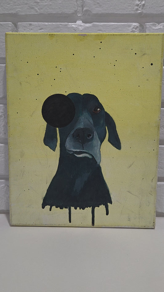 Original Painting On Canvas Dog Black Lab Great Dane Pointer Artwork Paw Pet Art