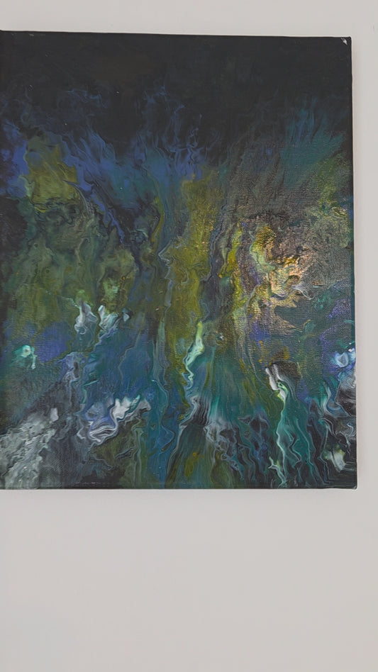 Original Abstract Acrylic Painting Blue Green Modern Fluid Art Contemporary Wall