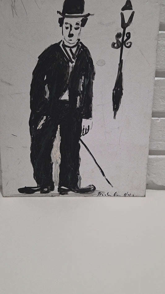 Original Painting On Canvas Charlie Chaplin Artwork Signed Art Film Decor 3 of 3
