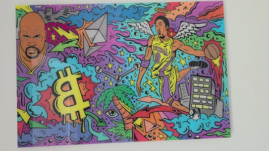 Pop Art Shaq Kobe NBA Basketball Crypto Bitcoin Urban Graffiti Acrylic Art Print