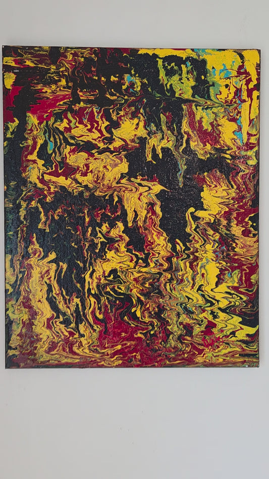 Original Kathy Linden Abstract Art Hand Painted Canvas 24x30 Signed Acrylic pour