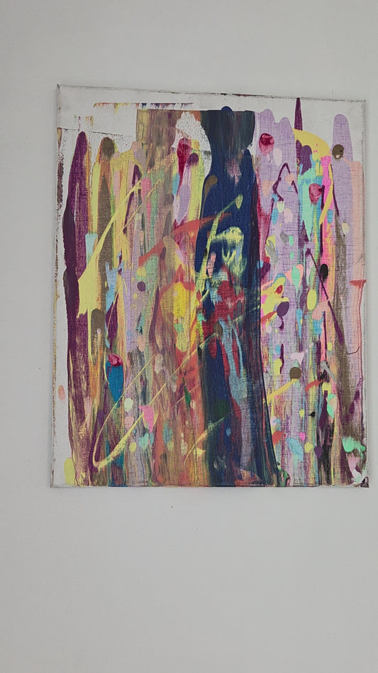 Original Colorful Abstract Painting Canvas Modern Expressionist Vibrant Drip Art