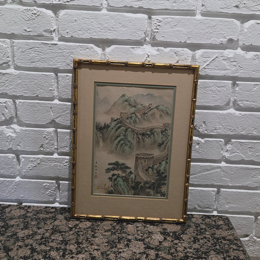 Original Chinese Watercolor Painting The Great Wall Mountain Lanscape Scene Art