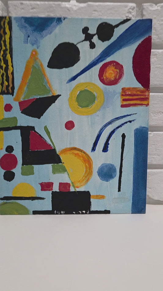 Original Acrylic Painting Canvas Abstract Geometric Shapes Colors Artwork Signed