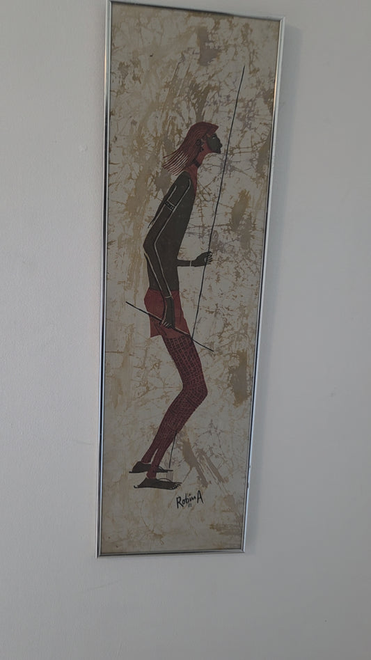 Original African Batik Art Hand Painted Silk Fabric Cloth Signed Robin Anderson