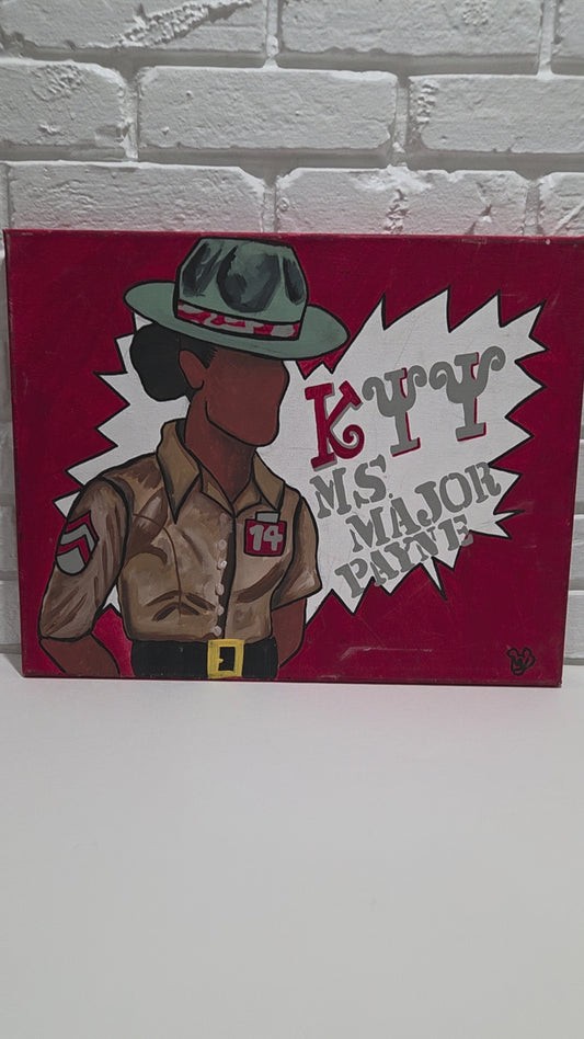 Original Female Drill Sergeant Instructor Officer Trooper Painting on Canvas Art