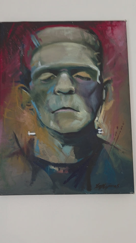 Original Frankenstein's Monster Acrylic Painting Boris Karloff Horror Art Canvas