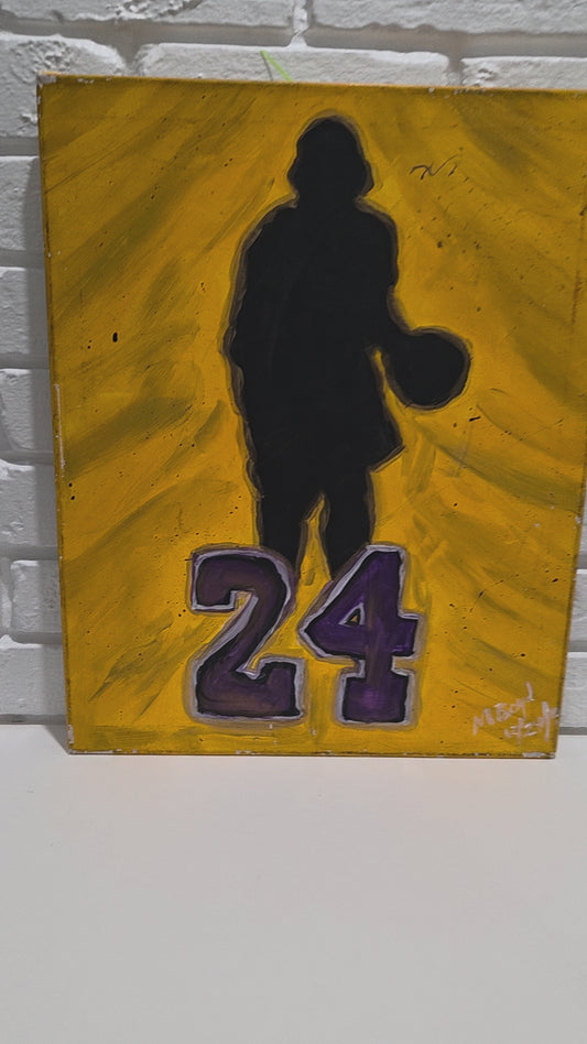 Kobe Bryant Original Silhouette Painting On Canvas Signed Art LA Lakers 24 Mamba