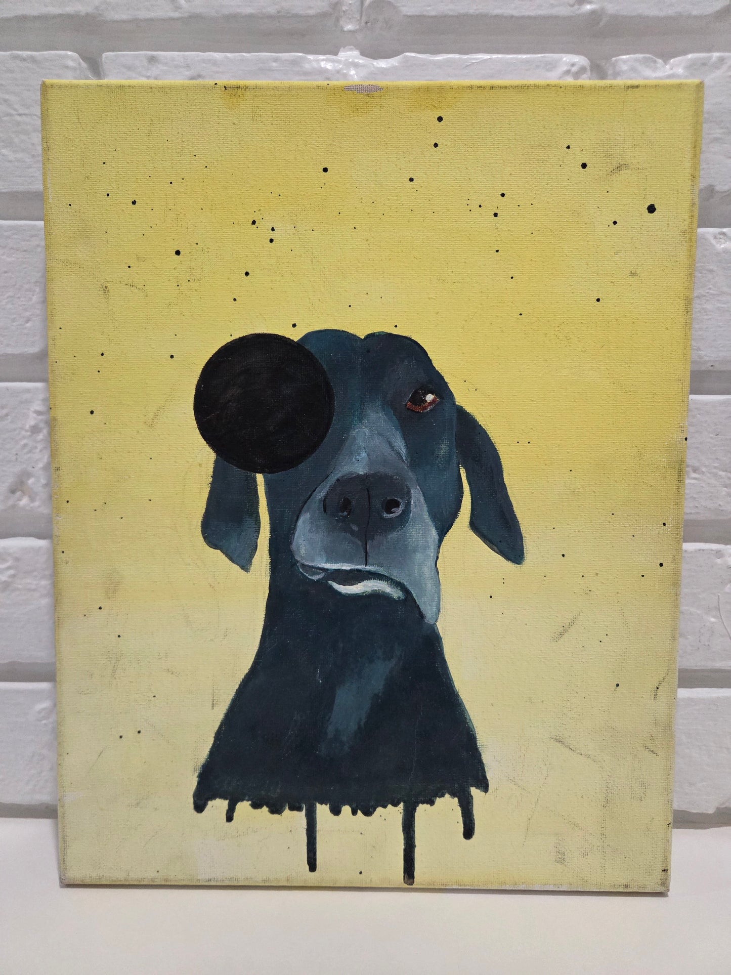 Original Painting On Canvas Dog Black Lab Great Dane Pointer Artwork Paw Pet Art