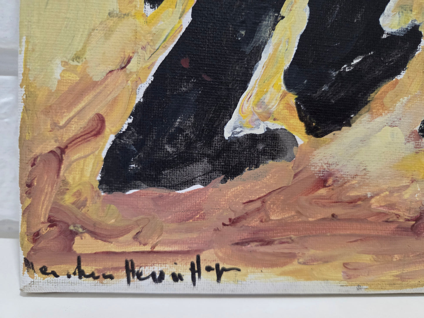 Original Acrylic Painting Canvas Judaica Artwork Hasidic Men Dancing Art Signed