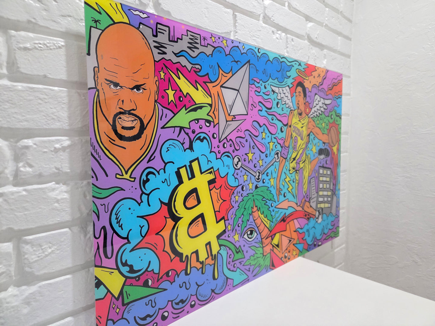 Kobe Bryant Shaquille ONeal Lakers NBA Crypto Art Acrylic Print Modern Wal Decor
