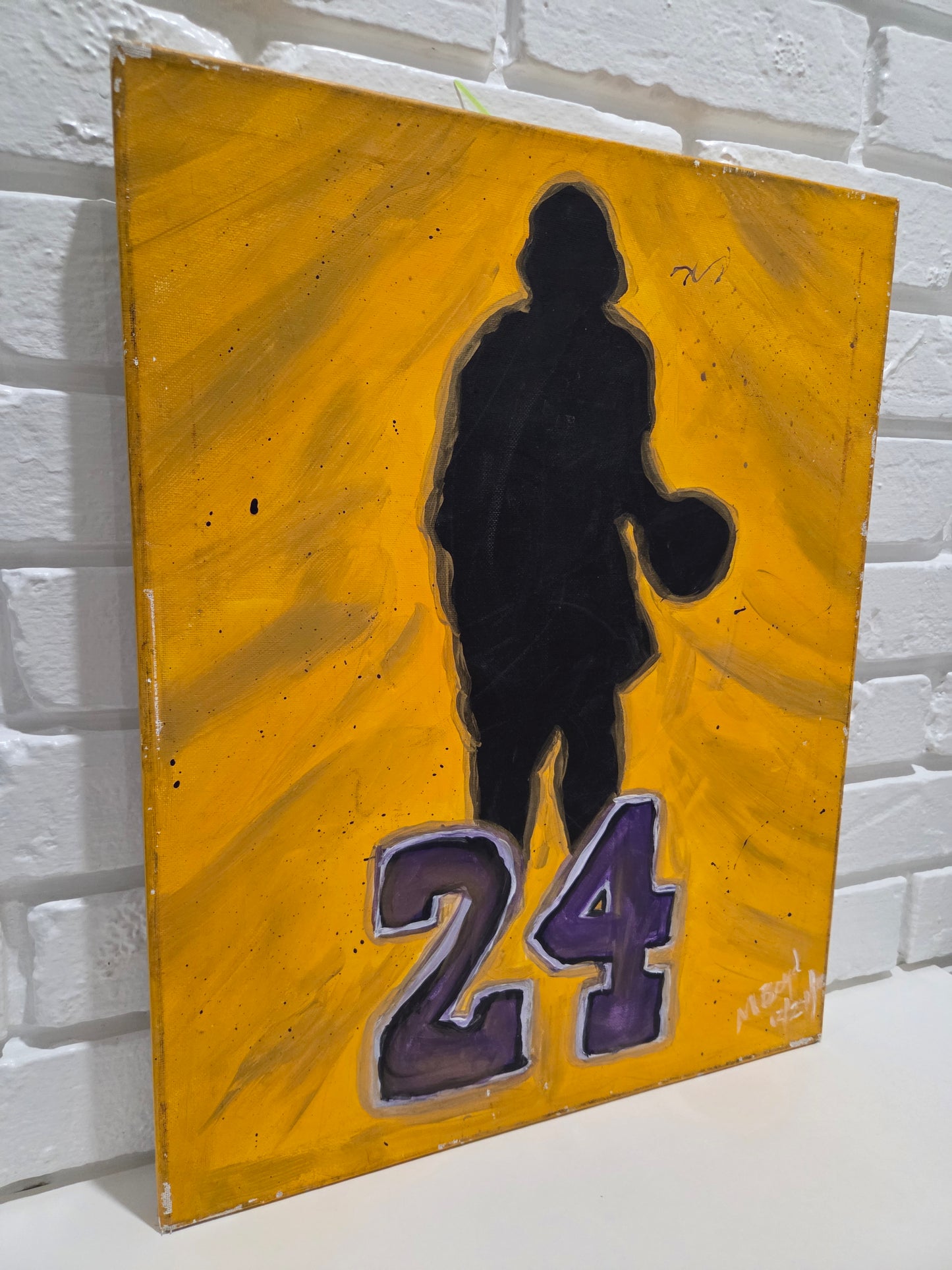 Kobe Bryant Original Silhouette Painting On Canvas Signed Art LA Lakers 24 Mamba
