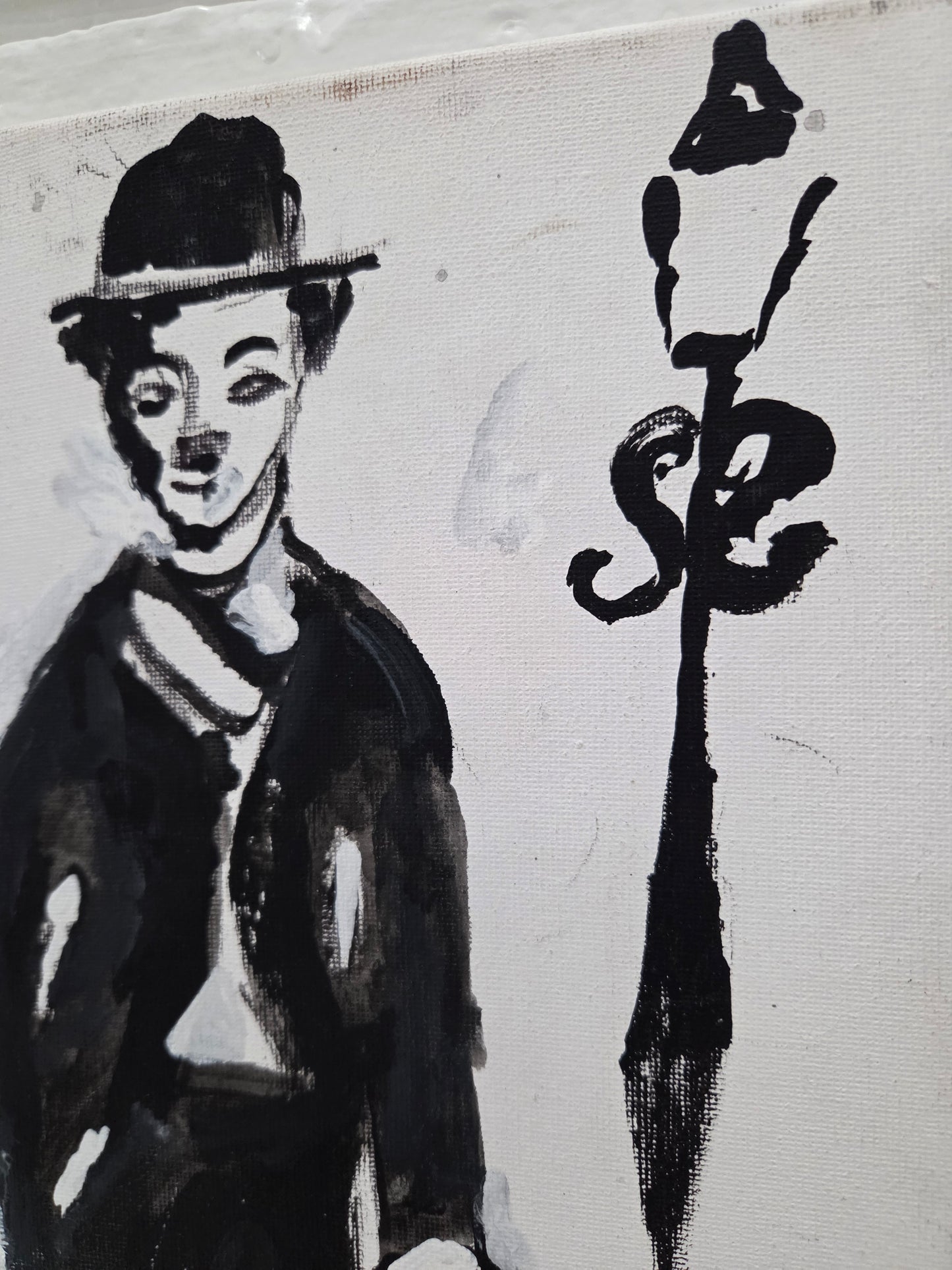 Original Painting On Canvas Charlie Chaplin Artwork Signed Art Film Decor 1 of 3